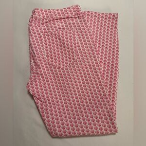 Vineyard Vines Nantucket Ankle Jeans in White with Pink Shell Pattern Size 10